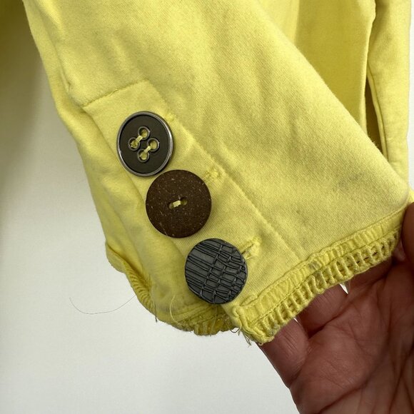 Neon Buddha Yellow Bohemian Coastal Ruffle Hem Top‎ Women's Size Petite Large - Picture 2 of 6